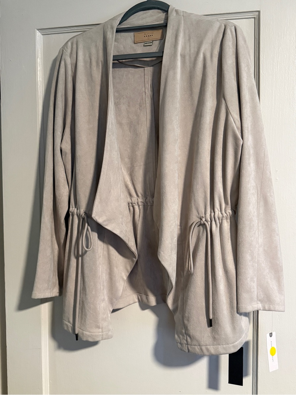 Blank NYC Light Taupe Faux-Suede Drawstring Drape Jacket NWT size L